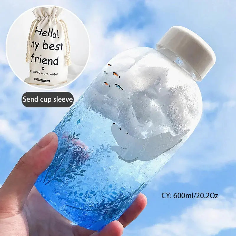 Gourde d'Eau en Verre Borosilicate avec Manchon 600ml