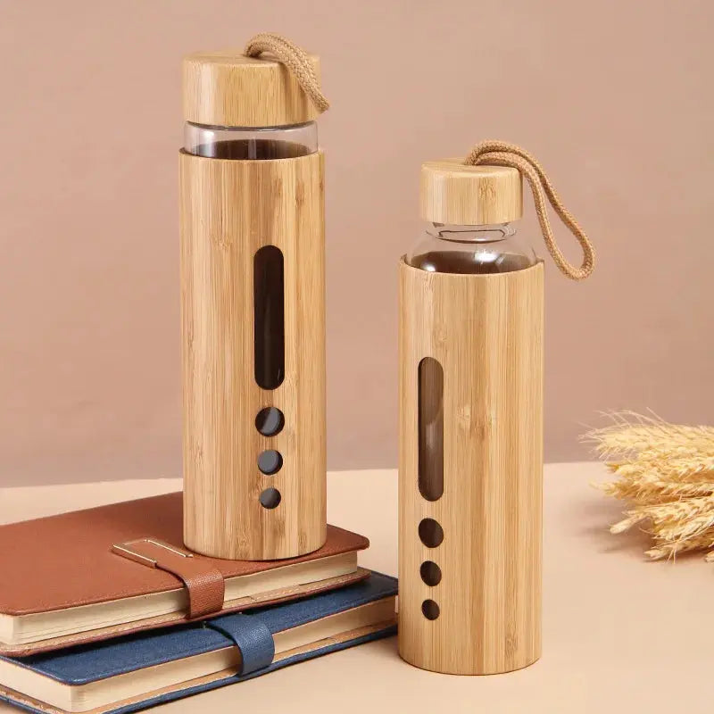 Gourde d'Eau en Verre borosilicate incassable Bambou 500ml